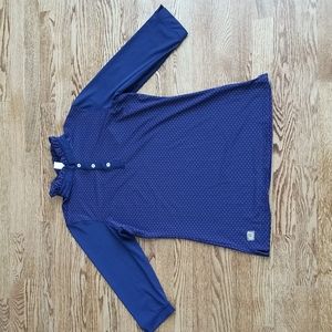 (M) Loft 8° Performance Wear Ruffle Collar Dot Pattern Top Golf Athleisure